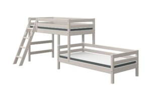 FLEXA Mittelhohes Kombibett mit Leiter  Flexa Classic - grau - Maße (cm): B: 157 H: 143