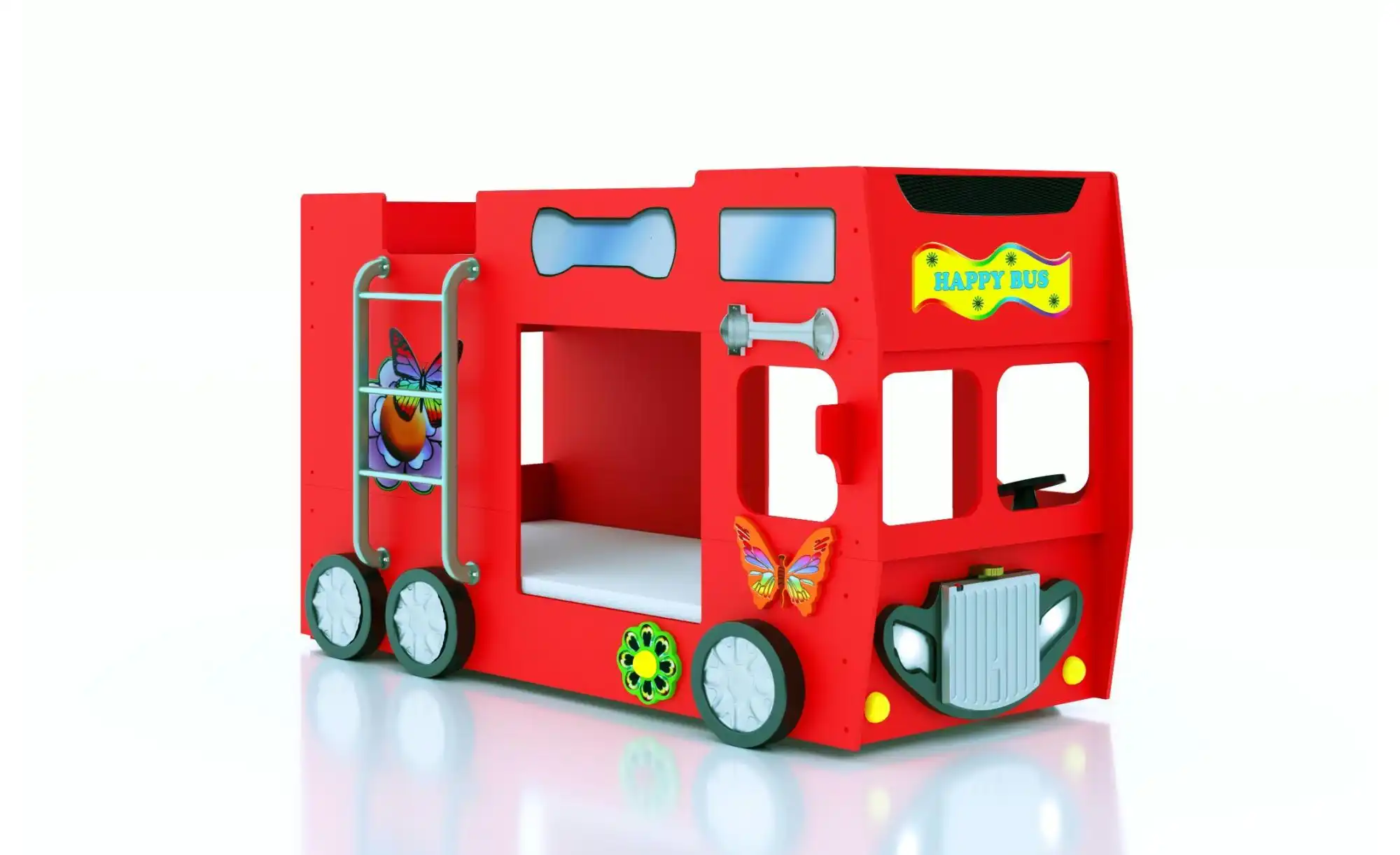 Autobett Bus - rot - Maße (cm): B: 116 H: 150