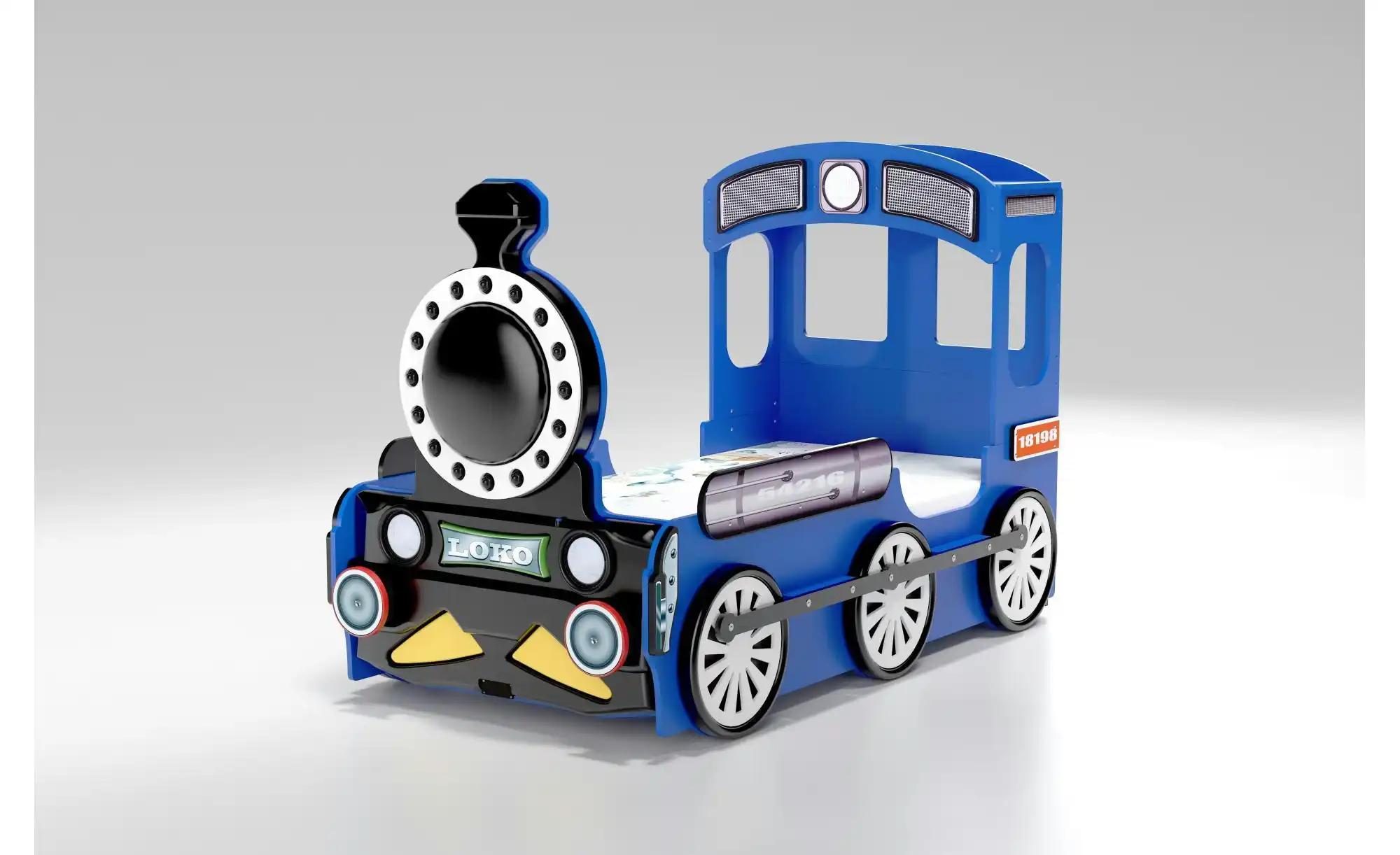 Autobett Lokomotive - blau - Maße (cm): B: 120 H: 137