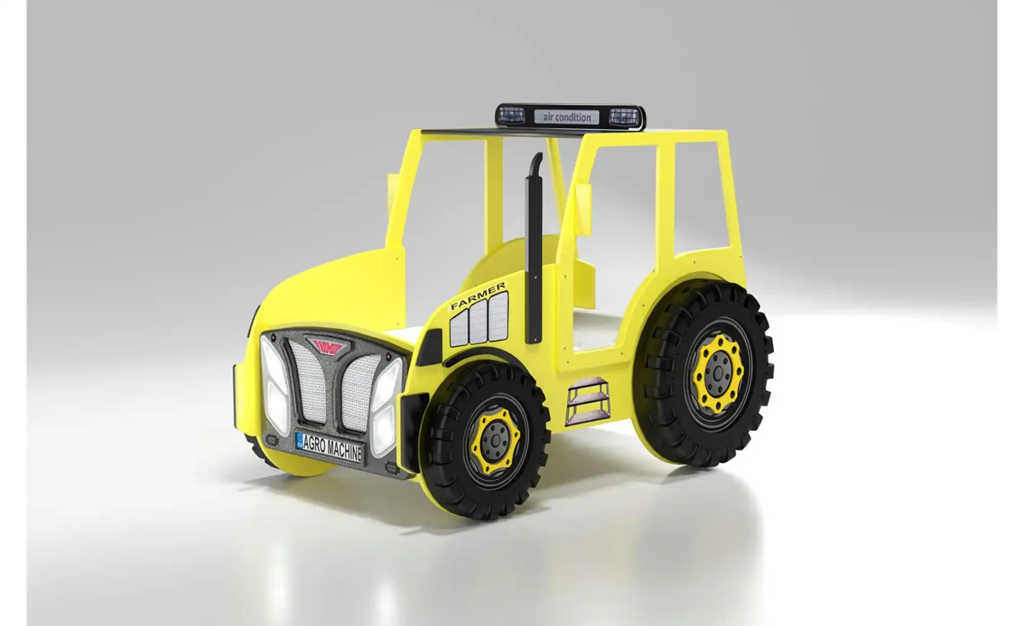 Autobett Traktor - gelb - Maße (cm): B: 111 H: 145
