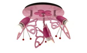 Deckenstrahler Schmetterlinge Holz rosa - rosa/pink - Maße (cm): H: 30  Ø: 40